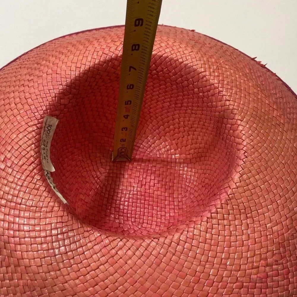 VTG, 💯 Natural Strew Made In Italy Elegant Chic Women’s Hat Pink And Tan